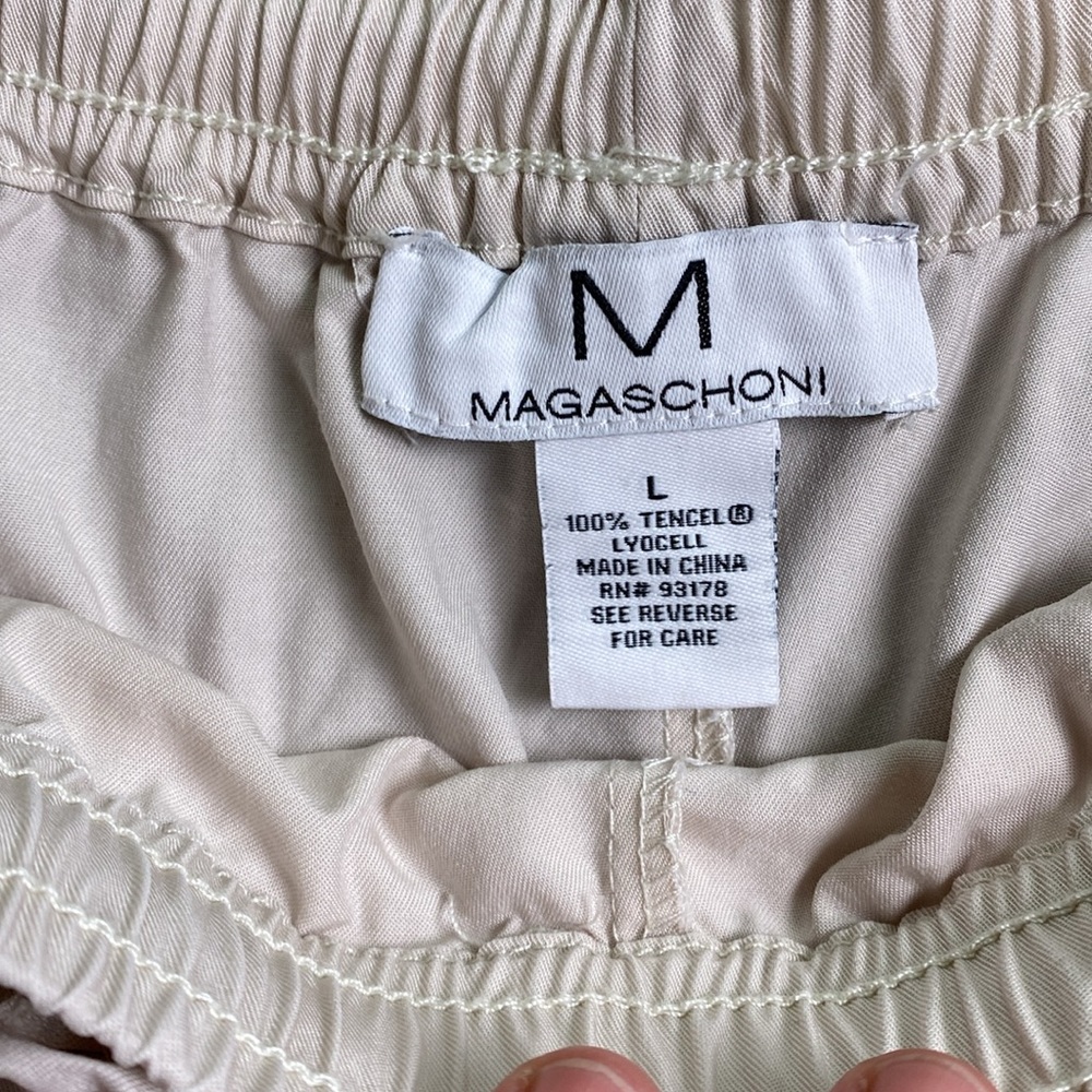 Magaschoni Cream Lightweight Wide Leg Pants with Pockets Casual Size L - Picture 2 of 10